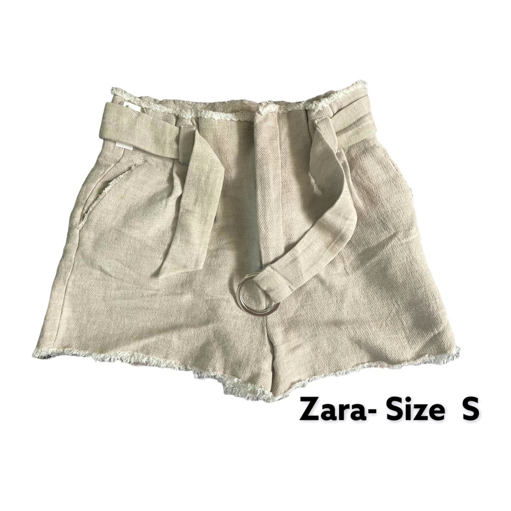 ZARA- soft cream shirts w/belt. Size SMALL